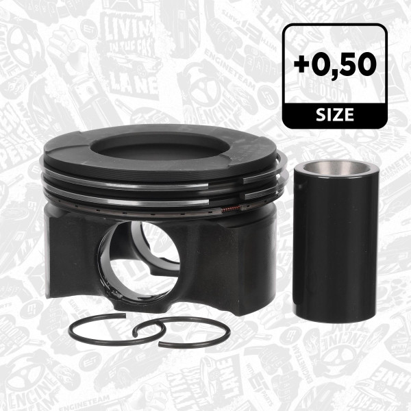 PM017050, Piston with rings and pin, ET ENGINETEAM, Ford Focus Galaxy Edge 2.0 EcoBlue BCFB 2018+