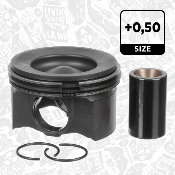 PM017150, Piston with rings and pin, ET ENGINETEAM, Peugeot Citroen Opel Boxer Jumper Movano 2.2 BlueHDi DW12RUD 2019+