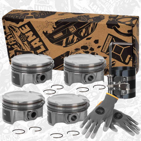 PM017200VR1, Sada pístu, Píst komp. - repair kit.1.6 T-GDI, ET ENGINETEAM, Hyundai Kia i30 Veloster Tucson Kona Ceed Optima Pro Ceed 1.6 T-GDI G4FJ 2015+, 230412BCB0