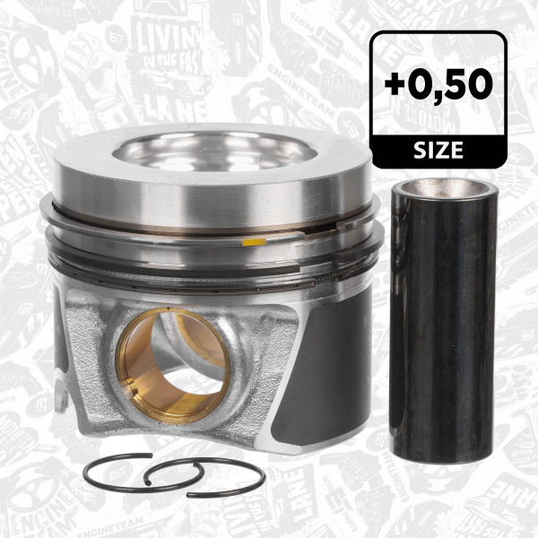 PM017650, Piston with rings and pin, ET ENGINETEAM, VW Škoda Audi Seat Arteon Beetle Caddy Golf Passat Sharan Tiguan Touran Kodiaq Octavia Superb Yeti A3 A4 A5 A6 Q2 Q3 Q5 Alhambra Ateca Leon Tarraco 2.0TDI DFGA 2012+