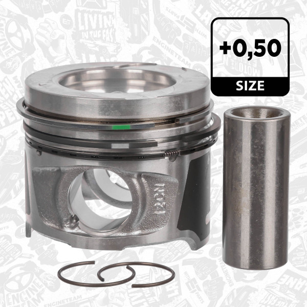 PM017750, Complete piston with rings and pin, ET ENGINETEAM, Renault Dacia Nissan Mercedes Captur Clio Duster Fluence Kangoo Megane Scenic Dokker Duster Lodgy Logan Sandero Qashqai NV200 Note Juke 1,5 dCi K9K 636 2009+