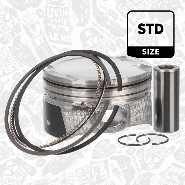 PM017800, Piston with rings and pin, ET ENGINETEAM, Volvo XC40 1.5 B 3154 T 2019+, 32213697, FP23-113000