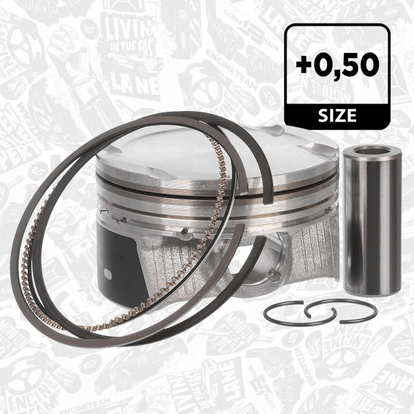 PM017850, Piston with rings and pin, ET ENGINETEAM, Volvo XC40 1.5 B 3154 T 2019+