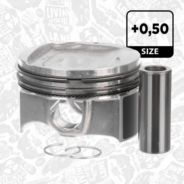 Complete piston with rings and pin - PM018250 ET ENGINETEAM