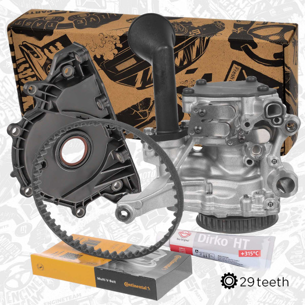 PU0180VR2, Sada olejového čerpadla, Pumpa olej. 2,0/1,6 TDI DFGA/s řemenem,těsněním, ET ENGINETEAM, VW Škoda Audi Seat Arteon Beetle Golf Passat Polo Sharan T-Cross T-Roc Tiguan Touran Yeti Superb Scala Octavia Kodiaq Karoq Kamiq A3 Q2 Q3 Alhambra Arona Ateca Ibiza Leon Tarraco 2,0TDI DFGA 2013+, 04L145208T, 04L115264A, 04L103151A, D176501A1, 7.24808.39.0