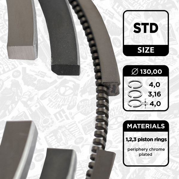 R1001100, Kolbenringsatz, ET ENGINETEAM, DAF Series 85/95 WS268 XE280 XE315 EUR2/3 1985+, 681646, 060321XF0000, 08-743400-00, 21362N0, 800005010000, 9-1312-00