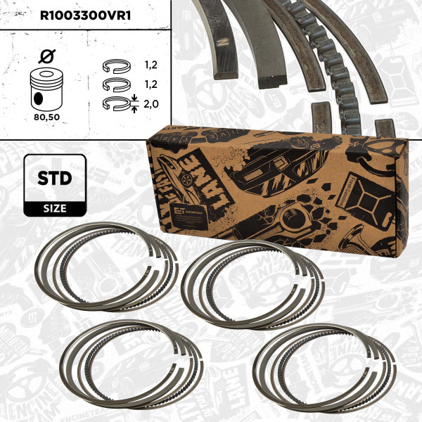 R1003300VR1, 4x Kolbenringsatz, ET ENGINETEAM, Opel Astra G/H/Vectra B/C/Zafira 1,8i X 18 XE1/Z 18 XE/Z 18 XEL/Z 18 XER 1995+, 630451, 9118170, 01202N0, 08-141200-00, 800038940000, 9-3549-00, R60590STD, 800114410000