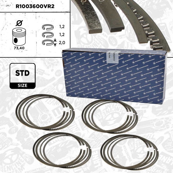 R1003600VR2, 4x Sada pístních kroužků, Sada píst.kr.(4) - repair kit 1.2i 16V, ET ENGINETEAM, Chevrolet Aveo, Opel Astra Corsa 1,2 1,4 A12XER A14XER Z12XEP 2010+, 800071010000