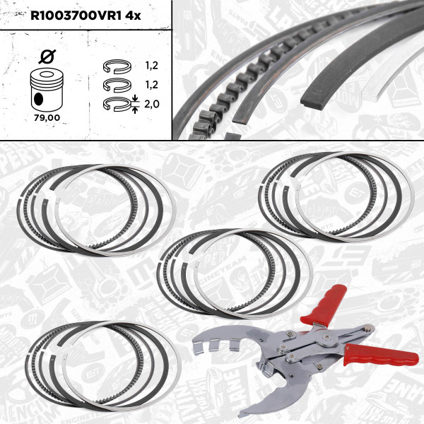 R1003700VR1, 4x Kolbenringsatz, ET ENGINETEAM, Opel Wauxhall Astra Meriva Vectra Zafira Z 16 XEP 1,6 2000+, 630167, 93183581, 93174489, 630117, 800072040000