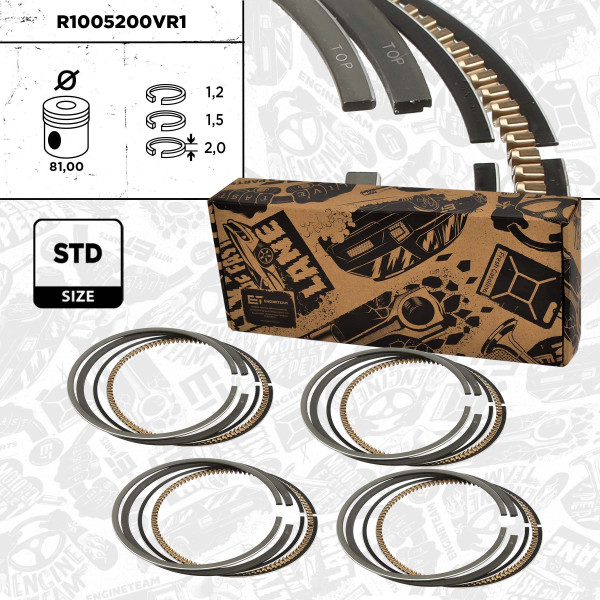 R1005200VR1, 4x Sada pístních kroužků, Sada píst.kr.(4) - repair kit 1,6i, ET ENGINETEAM, Skoda VW Audi Seat 1,6i 1994-2007, 06B198151, 03301N0, 08-105900-00, 800039410000, 9-5075-00, 800039440000