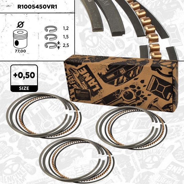 R1005450VR1, 3x Piston Ring Kit, ET ENGINETEAM, Skoda Fabia Roomster, Seat Ibiza Cordoba, VW Polo Fox 1,2 AZQ BME, 03071N2, 08-116107-00, 800054110050
