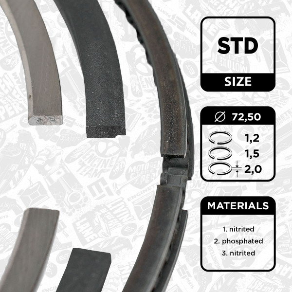 R1007300, Sada pístních kroužků, Sada píst.kr.(1) 1,2i 16V, ET ENGINETEAM, Opel Astra G/Corsa B/C X/Z 10/12 XE 1996-2007, 01184N0, 08-102700-00, 800070910000, R49990STD