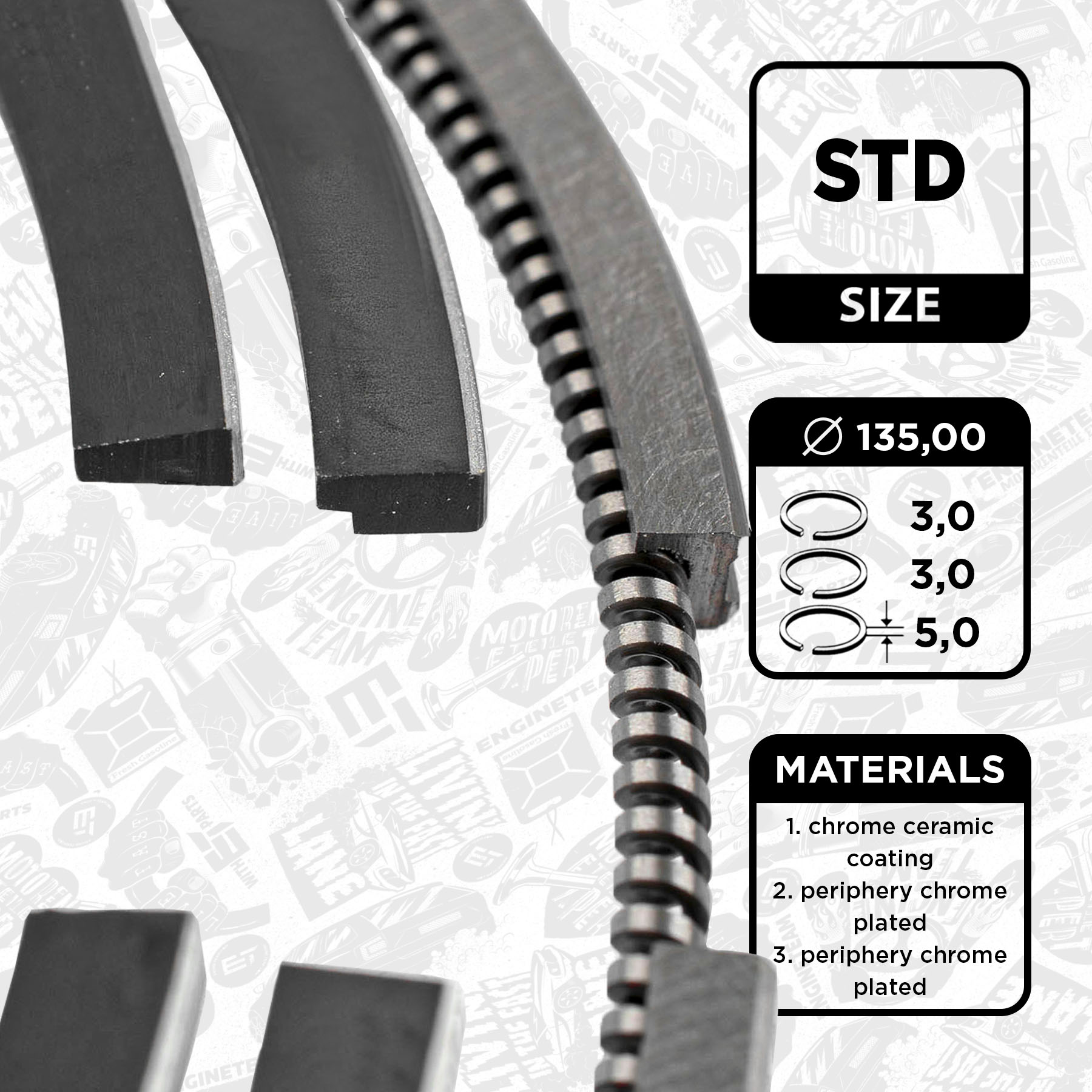 Piston Ring Kit - R1008100 ET ENGINETEAM - 2996174, 007RS001470N0  