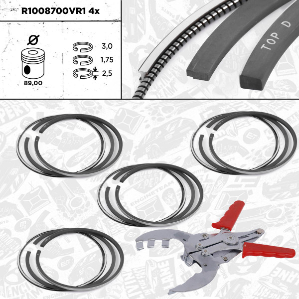 R1008700VR1, 4x Sada pístních kroužků, Sada píst.kr.(4) - repair kit 2,5dCi/E3, ET ENGINETEAM, Nissan Opel Renault Primastar Movano Vivaro Master Trafic G9U 724 2,5 dCi 2000+ , 08-137500-00, 800059010000, 800059040000