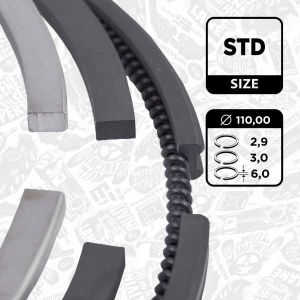 Piston Ring Set - R1011100 ET ENGINETEAM - 834760010, 08-347600-10, 9320800