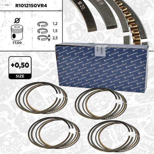 R1012150VR4, 4x Sada pístních kroužků, Sada píst.kr.(4) - repair kit 1,2, ET ENGINETEAM, Seat VW Leon Toledo Polo Lupo Golf Bora ANM BCB AKQ 1,4 2000+