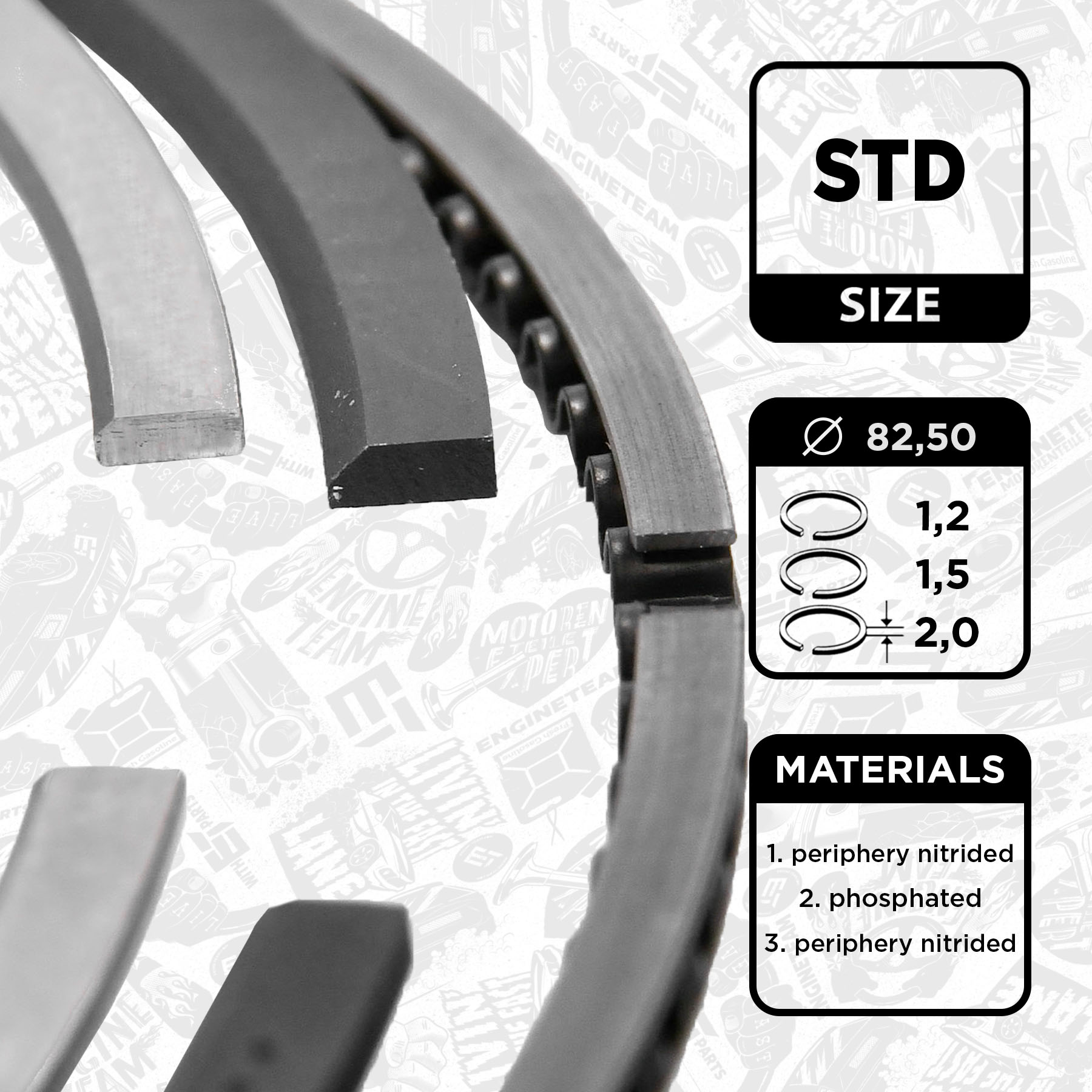 Piston Ring Kit - R1012400 ET ENGINETEAM - 06J198151E | ET ENGINETEAM 