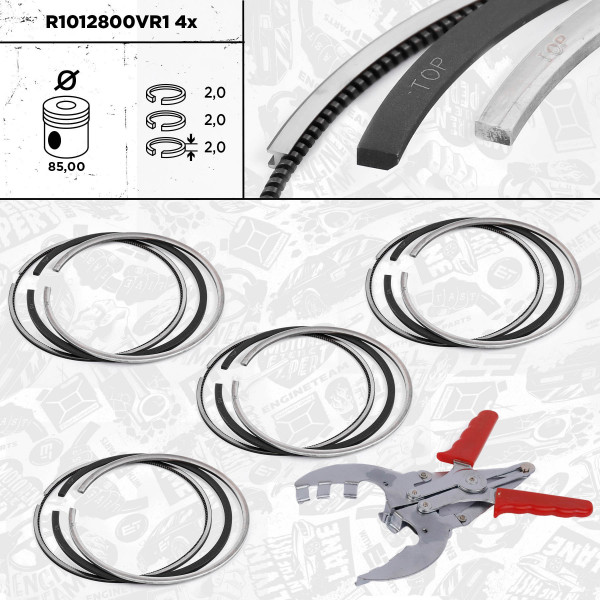 R1012800VR1, 4x Sada pístních kroužků, Sada píst.kr.(4) - repair kit 2,0 Hdi, ET ENGINETEAM, CITROEN PEUGEOT OPEL C4 SPACETOURER C8 JUMPY GRANDLAND X 308 5008 EXPERT TEPEE TRAVELLER AHH (DW10FC) AHY (DW10CE) 2,0 HDi 2009+, 1607401380, 0640X1, 640X1, 039RS001170N0, 800110510000