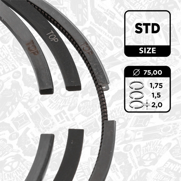 R1015800, Piston Ring Set, ET ENGINETEAM, Citroen Peugeot Ford Opel  DS Spacetourer Jumpy C4 CActus C4 C3 AIRCROSS DS 3 DS 7 Transit Connect Kuga Focus Zafira Vivaro Astra Combo Expert 508 2008 Rifter Traveller 1,5 BlueHDI YHS (DV5RCE) 2018+, 16629032280, 3556996, 1629032280, 039RS101140N0, 800122210000, FR10-371000