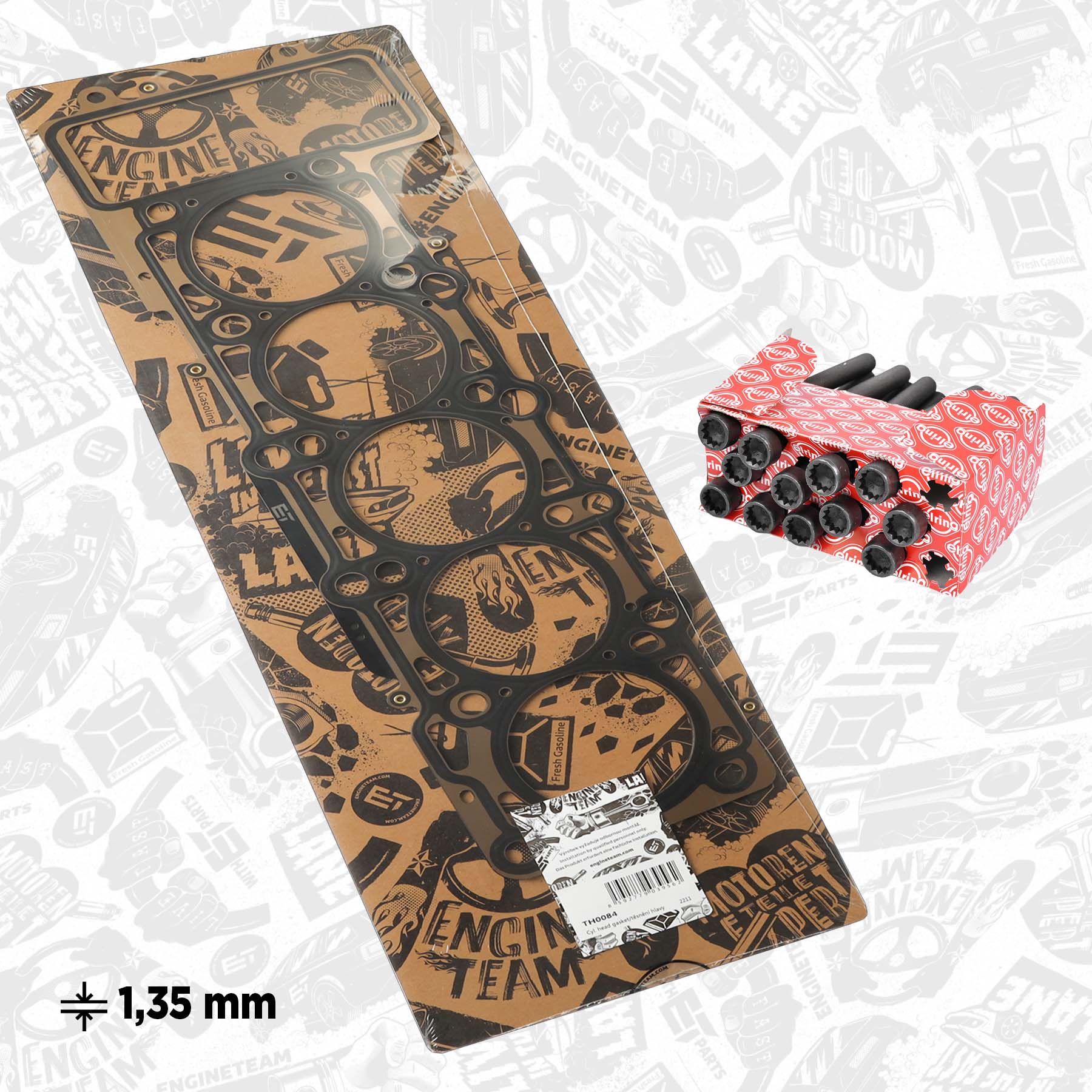 Gasket, cylinder head + bolt set - TH0084BT ET ENGINETEAM  