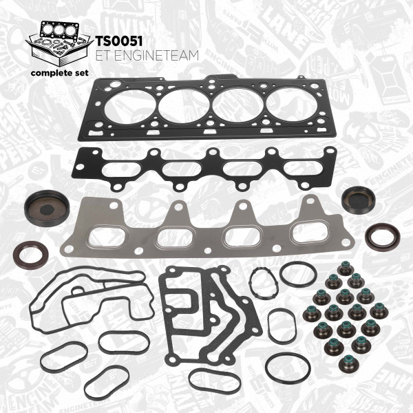 TS0051, Sada těsnění, hlava válce, Těsnění hl.válců(sada)Cyl.4, ET ENGINETEAM, Renault Nissan Kubistar Clio Kangoo Megane Thalia 1,4 K4J K4M 2003+, 7701471886, 852.010, 852.011