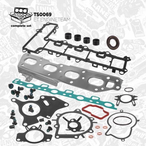 TS0069, Kompletní sada těsnění, motor, Těsnění-full set/bez TH 2.0HDI, ET ENGINETEAM, Citroen Peugeot Ford Opel Fiat Toyota C4 Picasso C4 Spacetourer Jumper Jumpy 3008 308 5008 508 Boxer Expert Traveller C-max Focus Galaxy Kuga Mondeo S-max Grandland Movano Vivaro Zafira Ducato Scudo Ulysse Proace 2.0HDI DW10FD 2013+, 02-12453-01, 53063500, 884.220