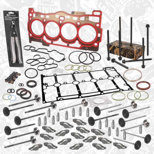 TS0071BTVR2, Gasket Kit, cylinder head, ET ENGINETEAM, VW Škoda Audi Seat Arteon Caddy Golf Polo Tiguan Touran Fabia Kamiq Karoq Kodiaq Octavia Superb A1 A3 Q2 Q3 Arona Ateca Ibiza Leon Tarraco 1.5TSI DADA 2017+, WHT007089, WHT004926, 04E103383CC, 05E103383A, 04E109601AB, 05E109611B, 04E109675, 04E109675B, 05E109675, 04E109675A, 04E109675G, 05E109675D, 04E109423C, 04E109423D, 04E109423E, 04E109423F, 04E109411L, 04E109411M