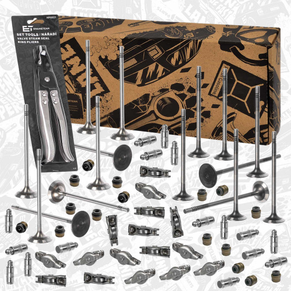 VS0056VR1, Valve Kit, intake/exhaust valve, ET ENGINETEAM, VW Škoda Audi Seat Arteon Caddy Golf Polo Tiguan Touran Fabia Kamiq Karoq Kodiaq Octavia Superb A1 A3 Q2 Q3 Arona Ateca Ibiza Leon Tarraco 1.5TSI DADA 2017+, 04E109601AB, 05E109611B, 04E109675, 04E109675B, 05E109675, 04E109675A, 04E109675G, 05E109675D, 04E109423C, 04E109423D, 04E109423E, 04E109423F, 04E109411L, 04E109411M
