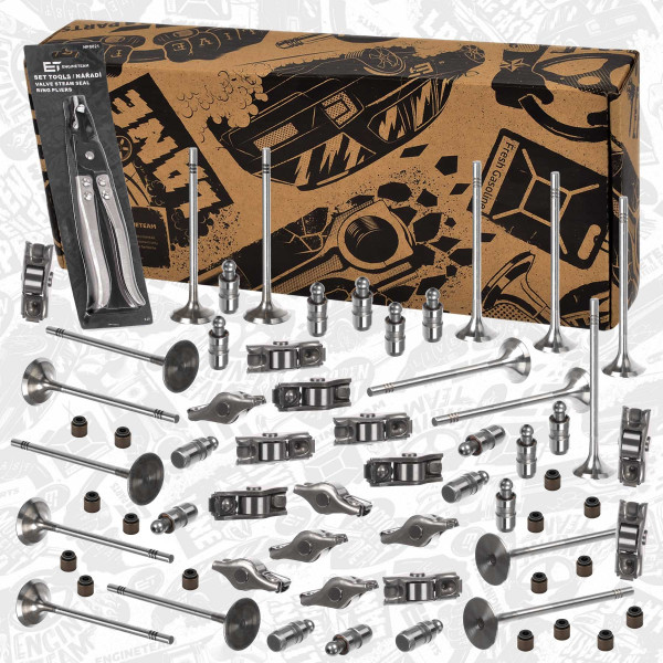 VS0059VR1, Valve Kit, intake/exhaust valve, ET ENGINETEAM, VW Škoda Audi Seat Man Arteon Caddy California Crafter Golf Passat Tiguan Touran Trasnporter Karow Kodiaq Octavia Superb A3 A5 A6 A7 Q2 Q3 Q5 TGE 2.0TDI DAVA 2015+, 04L109601H, 05L109601A, 04L109601N, 04L109611, 05L109611E, 04E109675L, 04L109675A, 05L109675, 04L109417, 03L109521A, 03L109521, 059109521H, 05L109521, 059109521K
