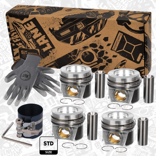 Piston with rings and pin - PM014300VR1 ET ENGINETEAM - 04L107065AL, 04L107065M, 04L107065S