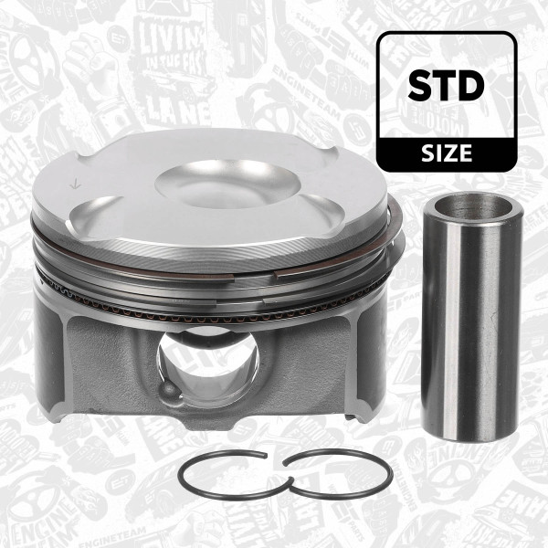 PM015000, Piston with rings and pin, Complete piston with rings and pin, ET ENGINETEAM, Ford B-Max C-Max ECOSPORT Fiesta Focus Grand C-Max Mondeo Puma Tourneo Courier Transit Courier Transit Custom SFCA M2GA 1,0 EcoBoost 2014+