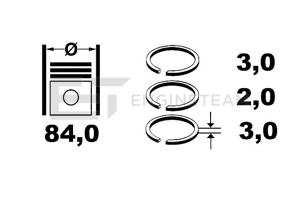 R1000300, Piston Ring Kit, Piston rings - 1 piston set, ET ENGINETEAM, Rover 75 2,0CDT M47 204 D1/M47 D20/M47 R 1999-2005, 11257787083, 08-114400-00, 08318N0, 9-0738-00
