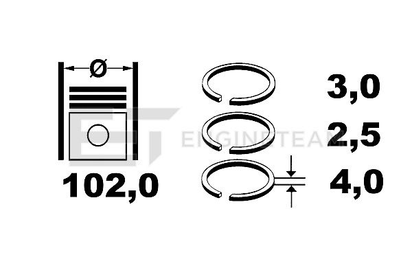 Piston Ring Kit - R1000800 ET ENGINETEAM - 0030309724, 9060300124, 00316N0
