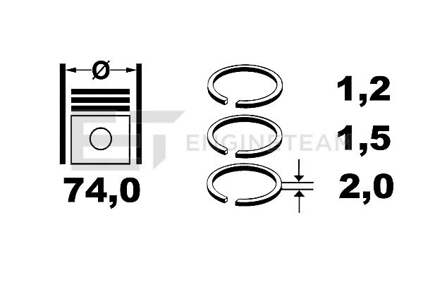 Piston Ring Set - R1002300 ET ENGINETEAM - 800038340000, 9-2164-00