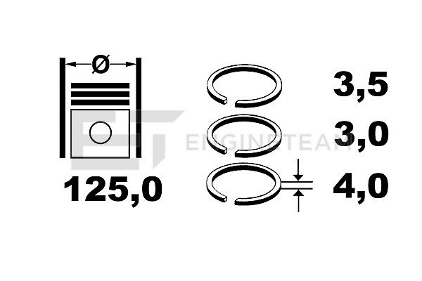 R1008300, Piston Ring Kit, Piston rings - 1 piston set, ET ENGINETEAM, Iveco Stralis/EuroStar/EuroTech F3AE0681B/D/E 1993+, 2991781, 00968V0, 08-121900-00, 240010, 800070310000