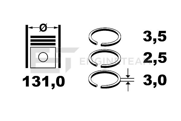 R1008500, Piston Ring Kit, Piston rings - 1 piston set, ET ENGINETEAM, Renault Truck Volvo DXi 13/D13 2005+, 20747511, 21253763, 03873N0, 08-434400-00, 800075710000
