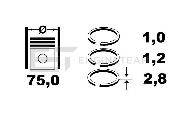 R4000200, Sada pístních kroužků, Sada píst.kr.(4) 1,5/1,6, ET ENGINETEAM, 08-433700-00